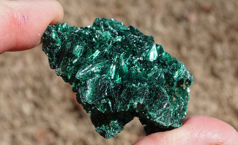 Malachite #51 ~ ONE High Quality Medium Raw Fibrous African Malachite Crystal Mineral Specimen ~ 2.25 Ounces ~ 2 Inch