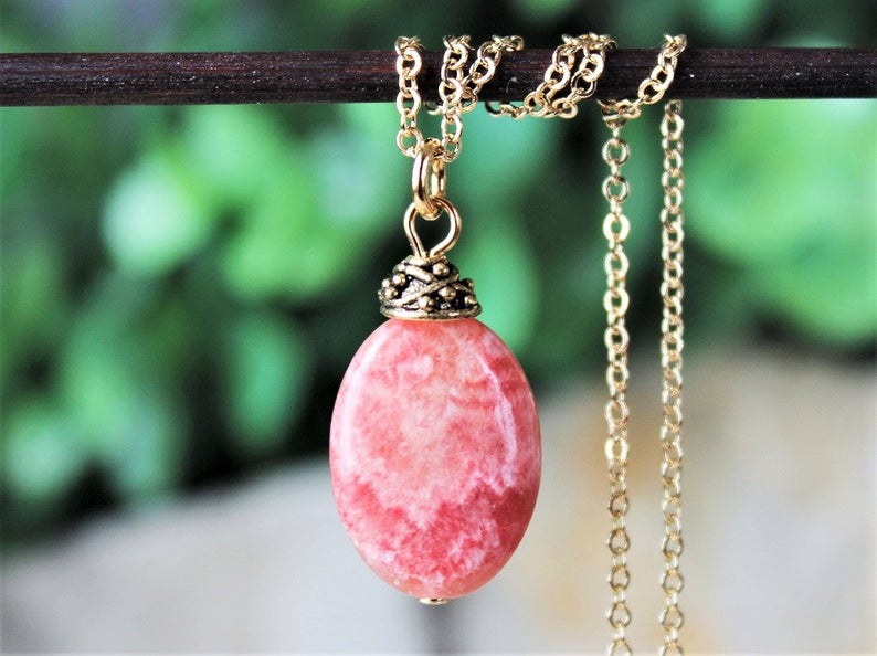Pink Rhodochrosite Gemstone Pendant